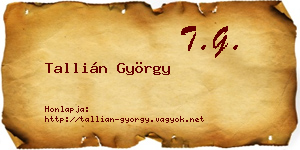 Tallián György névjegykártya